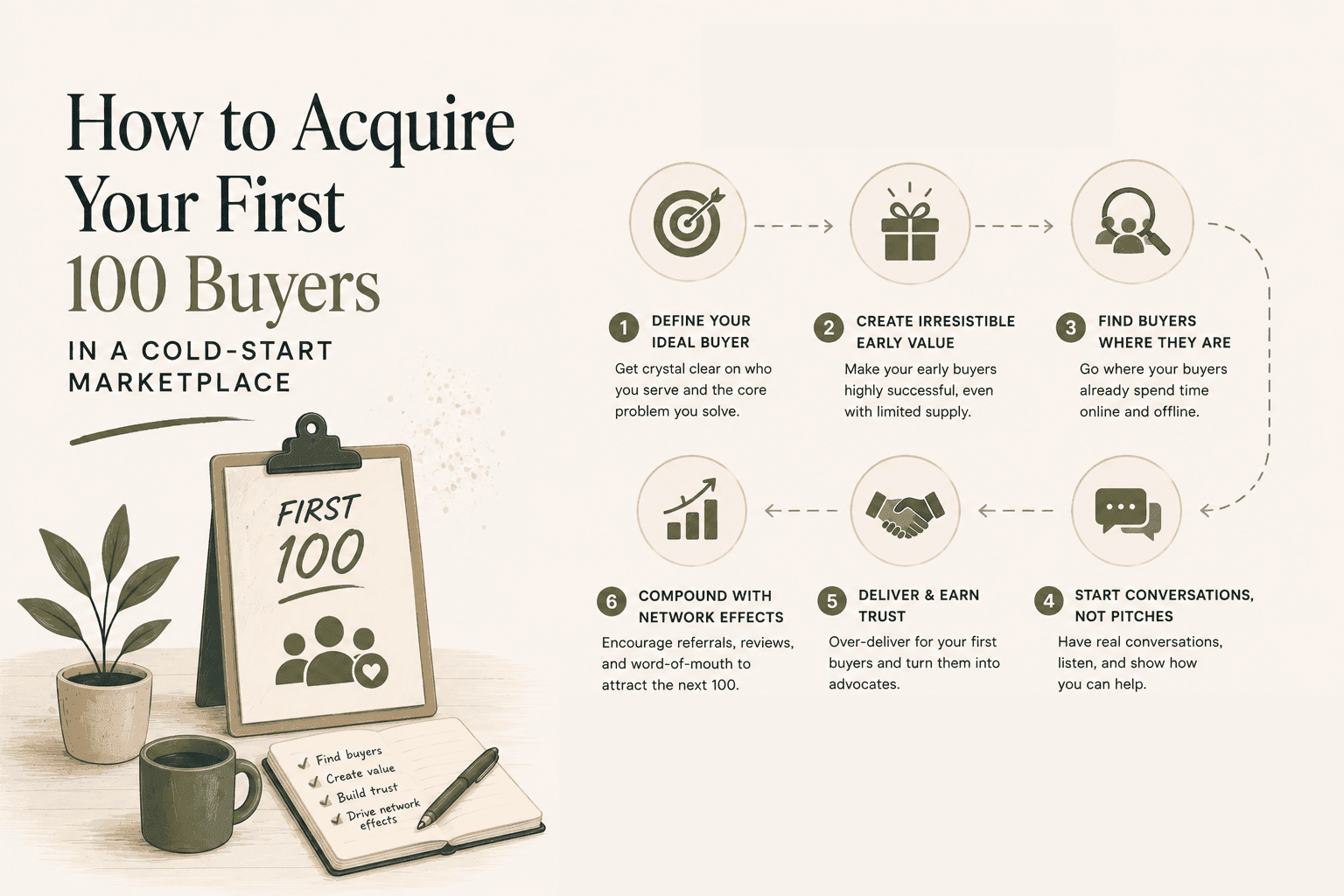 How to Acquire Your First 100 Buyers in a Cold-Start Marketplace